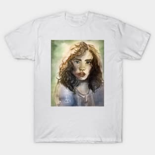 Soft Watercolor girl portrait T-Shirt